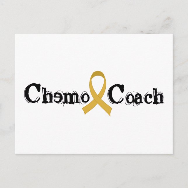 Chemo Coach - Barncancer Guld Ribbon Vykort (Framsida)