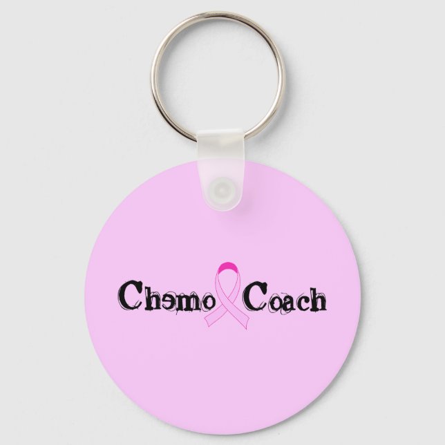 Chemo Coach - Rosa Ribbon Breast Cancer Nyckelring (Framsida)