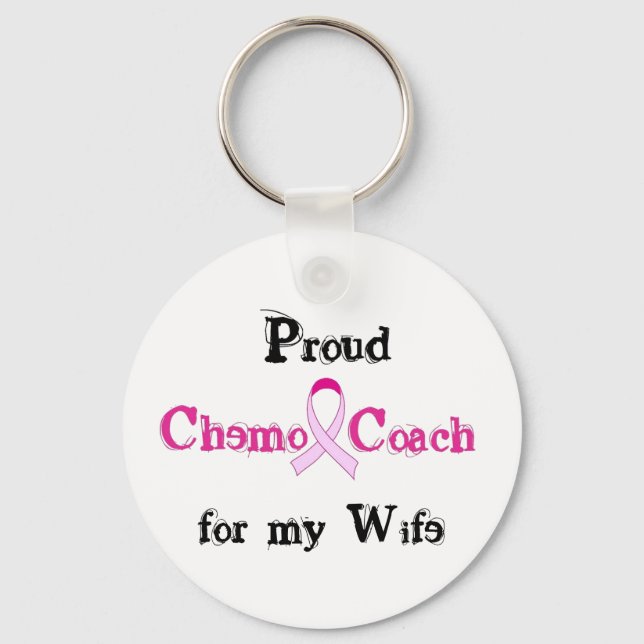 Chemo Coach - Rosa Ribbon Breast Cancer Nyckelring (Framsida)