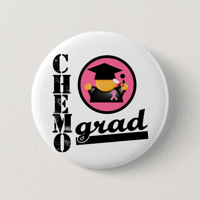 Chemo Grad Breast Cancer Ribbon Knapp (Framsida)
