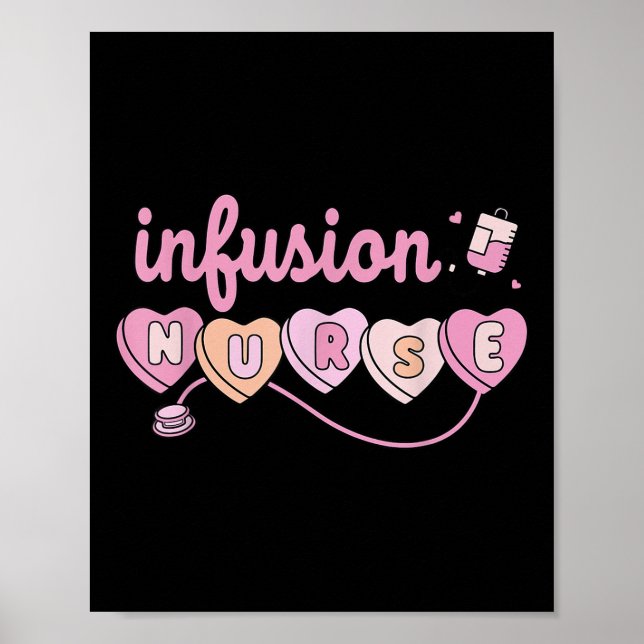 Chemo Infusion Nurse Valentines day Heart onkologi Poster (Framsidan)