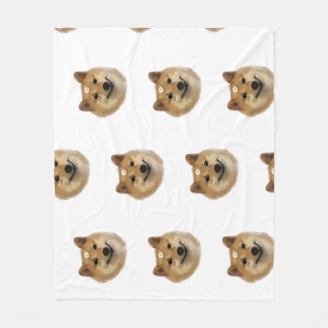 CheMS Tjock Shiba Inu Mönster Blanket Fleecefilt (Framsidan)