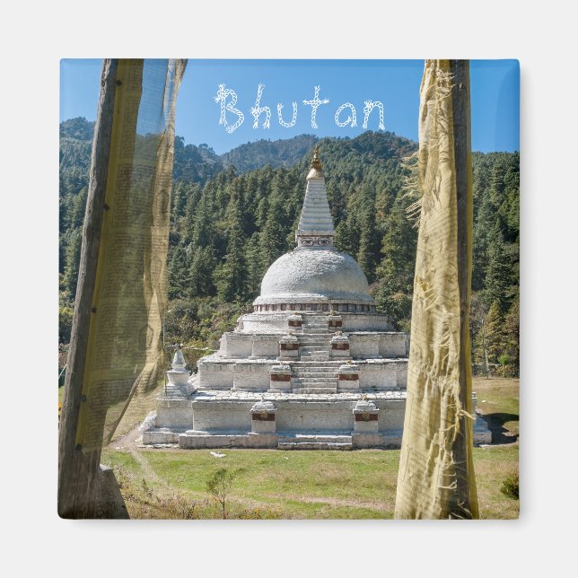 Chendebji Chorten i Bhutan, Himalaya, Asien Magnet (Framsidan)