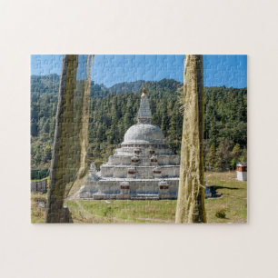 Chendebji Chorten i Bhutan, Himalaya, Asien Pussel