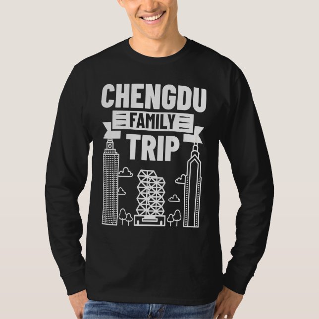 Chengdu China city skyline map travel T Shirt (Framsida)