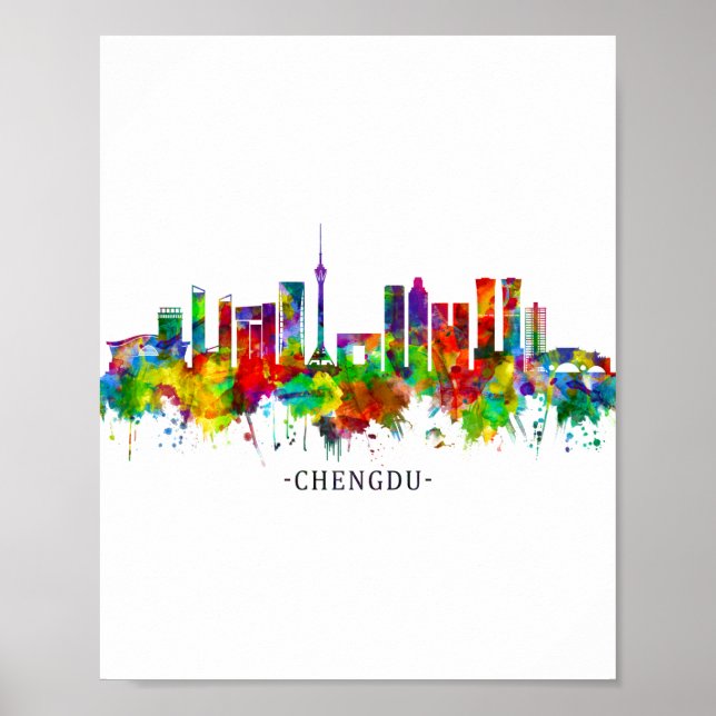 Chengdu China Skyline Poster (Framsidan)