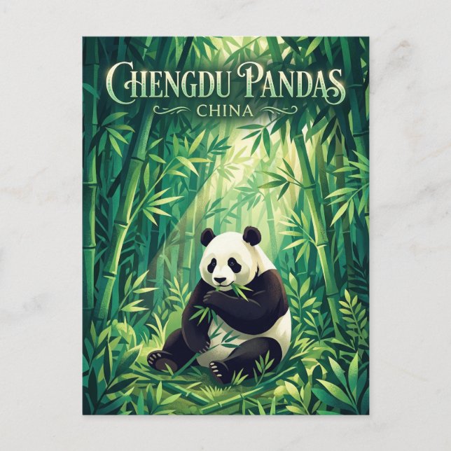 Chengdu forskningsbas för jättepandauppfödning vykort (Framsida)