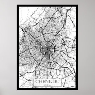 Chengdu Kina Karta Poster