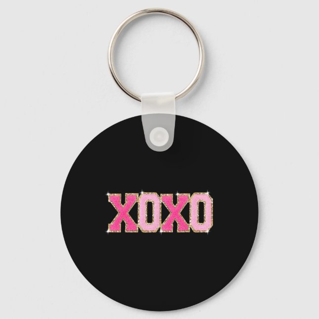 Chenille Patch Sparkling Xoxo Valentines day Heart Nyckelring (Framsida)