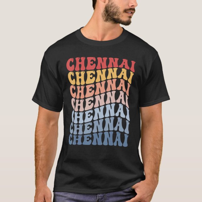 Chennai City Groovy Retro T Shirt (Framsida)