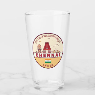 Chennai India City Skyline Emblem Glaskopp