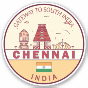 Chennai India City Skyline Emblem Klistermärken