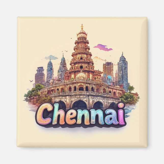 Chennai Indien Resedesign 🇮🇳 Magnet (Framsidan)
