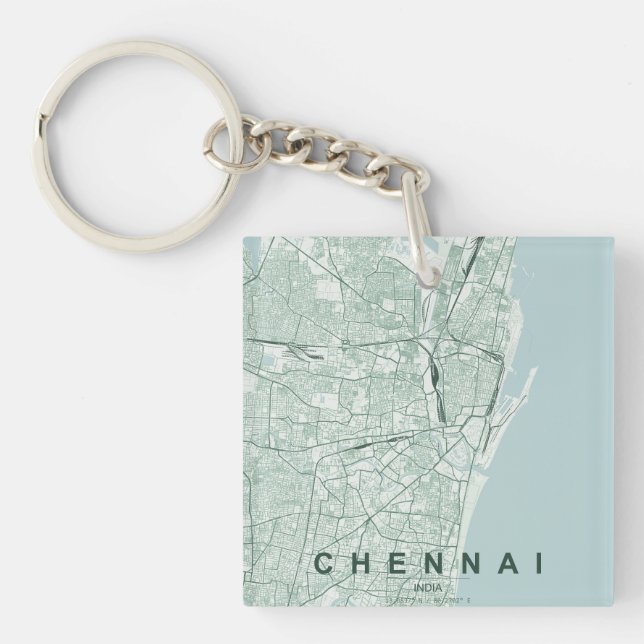 Chennai Indien Stadskarta & Anpassad Text (Framsidan)