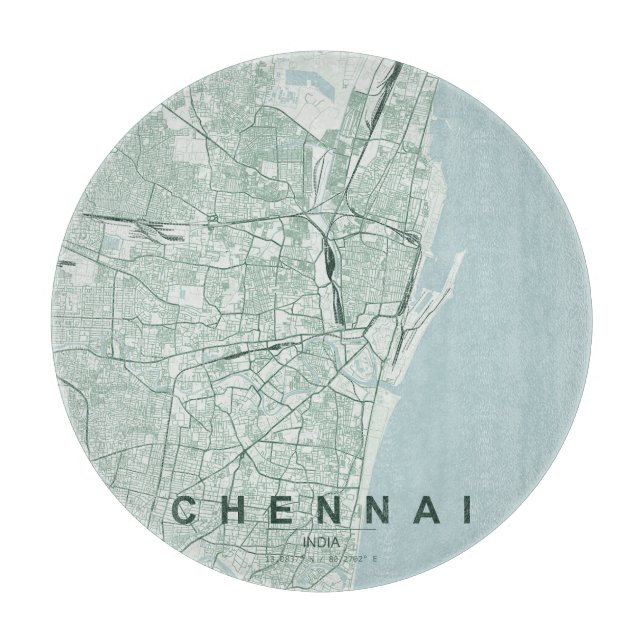 Chennai Indien Stadskarta Minimal Design (Framsidan)