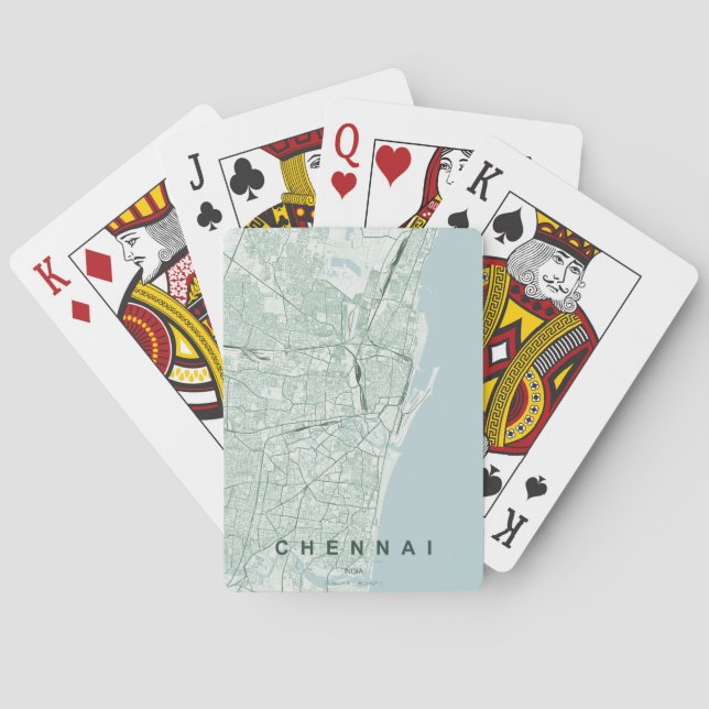 Chennai Indien Stadskarta Minimal Design Casinokort (Baksidan)
