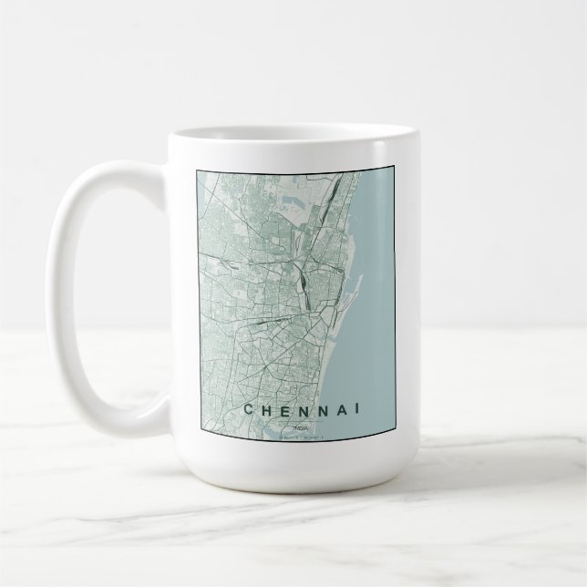 Chennai Indien Stadskarta Minimal Design Kaffemugg (Vänster)