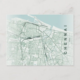 Chennai Indien Stadskarta Minimal Design Vykort