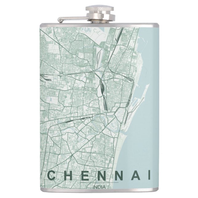 Chennai Indien Stadskarta Minimalistisk Design Fickplunta (Framsidan)
