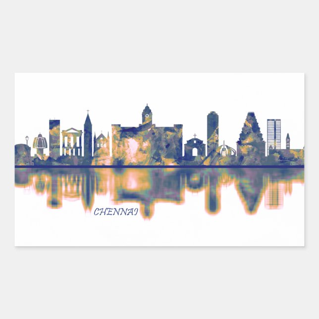 Chennai Skyline Rektangulärt Klistermärke (Framsida)