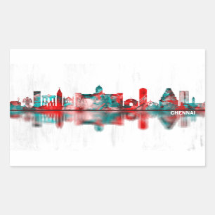 Chennai Tamil Nadu Skyline Rektangulärt Klistermärke