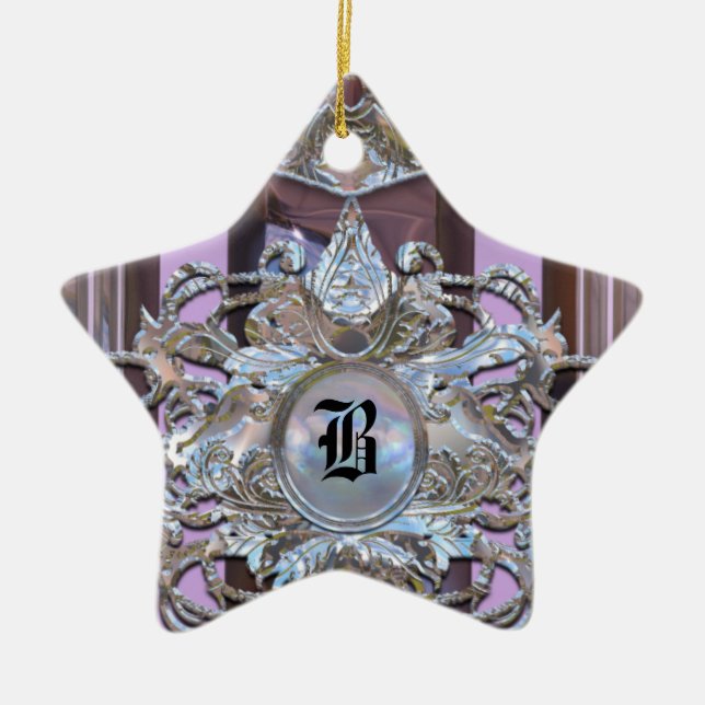Chenonceau Baroque Elegant Monogram Julgransprydnad Keramik (Framsidan)
