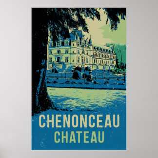 Chenonceau chateau-originalillustration Frankrike Poster