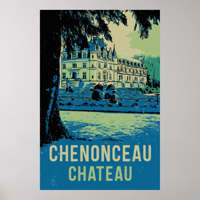 Chenonceau chateau-originalillustration Frankrike Poster (Framsidan)