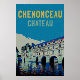 Chenonceau chateau-originalillustration Frankrike Poster