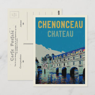 Chenonceau chateau-originalillustration Frankrike Vykort