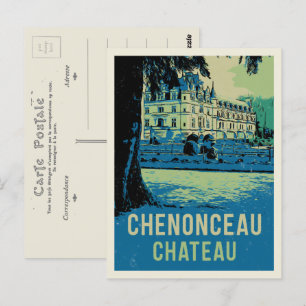 Chenonceau chateau-originalillustration Frankrike Vykort
