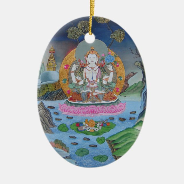 Chenrezig prydnad julgransprydnad keramik (Framsidan)