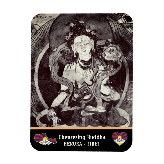 Chenrezing Buddha, Vintage Heruka & Tibet /Dharma Magnet (Vertikal)