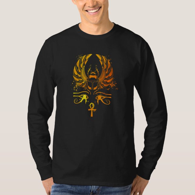 Chepre Beetle med glyph Egyptian Scarab T Shirt (Framsida)
