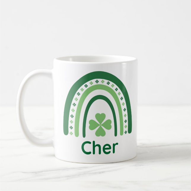 Cher Namn Klöver Boho Rainbow Kaffemugg (Vänster)