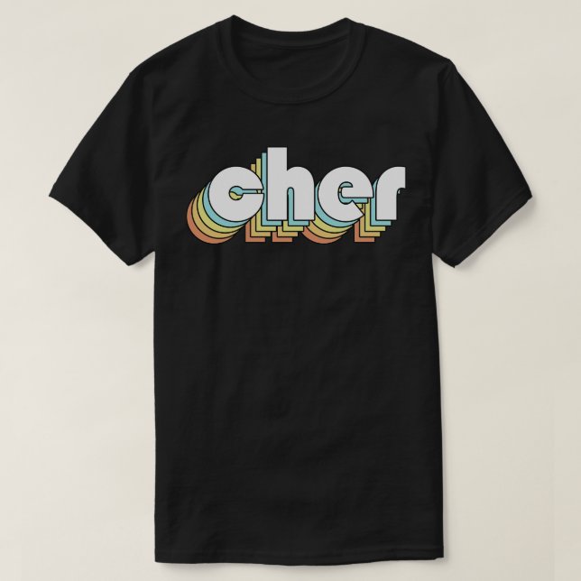 Cher Retro Rainbow Typography Faded Stil T Shirt (Design framsida)