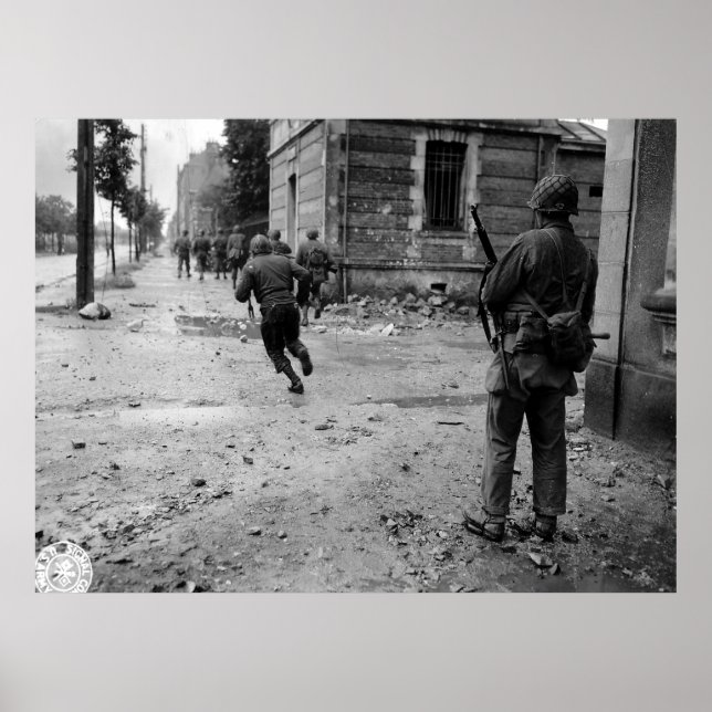 Cherbourg Frankrike USA Street Fighting Världskrig Poster (Framsidan)