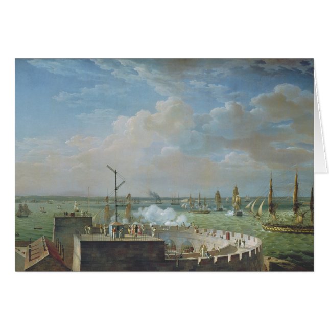 Cherbourg hamn, 1822 hälsningskort (Framsidan Horizontal)
