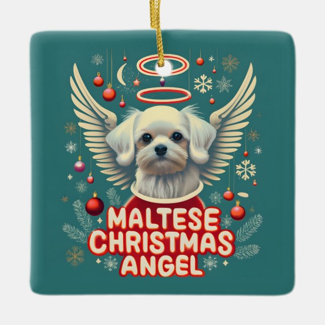 Cherfäred Helgdag Charm Maltesisk jul Angel Julgransprydnad Keramik (Framsida)