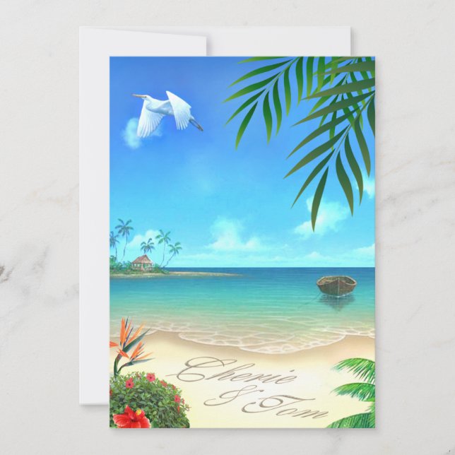 Cherie & Tom Exotic Beach:anpassningsbar: Inbjudningar (Framsida)