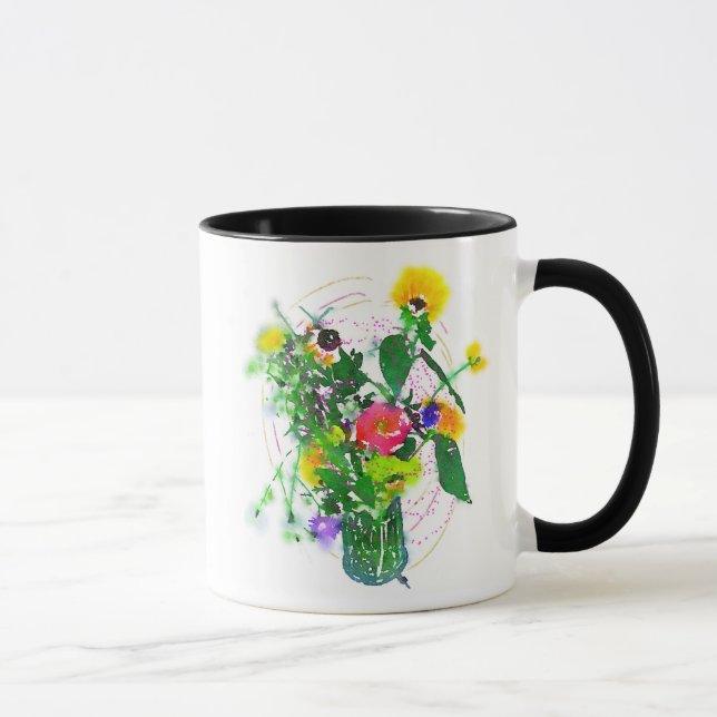 Cherie's Blommor! Svart 11 oz Combo Mug Mugg (Höger)