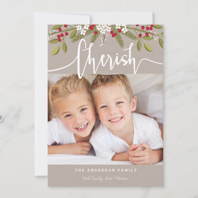 Cherish jul Helgdag Two Photo Card Julkort (Framsida)