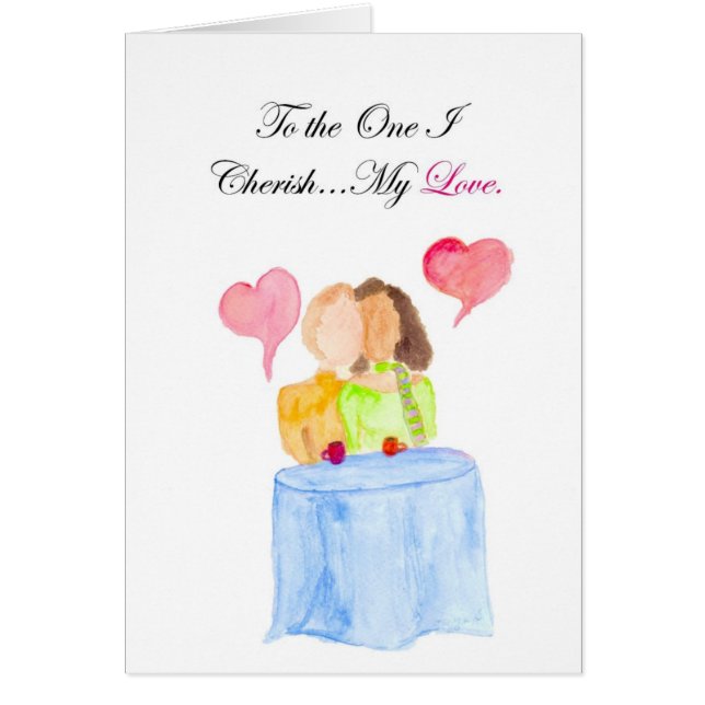 Cherish ljus Interracial BW/WM Hälsningskort (Framsidan)