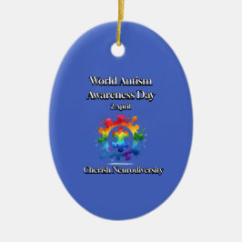 Cherish Neurodiversity. Världsdagen för ökad medve Julgransprydnad Keramik