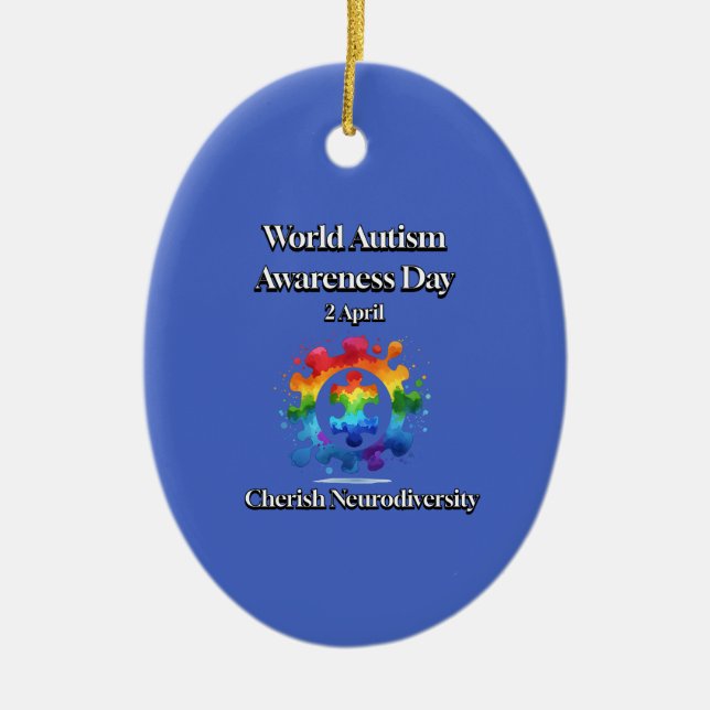 Cherish Neurodiversity. Världsdagen för ökad medve Julgransprydnad Keramik (Framsidan)