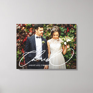 Cherish Script med Namn Photo Canvastryck