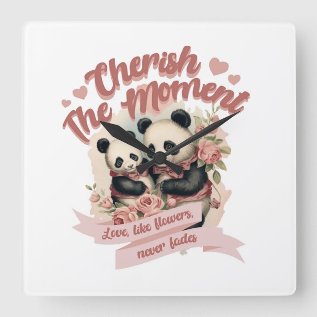 Cherish the Moment Wall Clock Fyrkantig Klocka (Framsida)