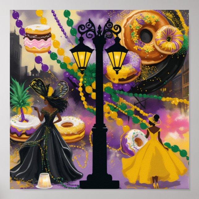 Cherish the Night - Mardi Gras Influenced Design Poster (Framsidan)