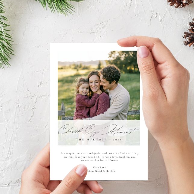Cherish VARJE MEST Rustic Family Photo- jul Julkort (Skapare uppladdad)