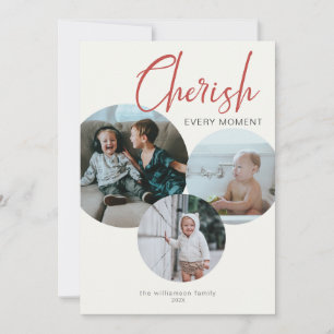 Cherish Varje ögonblick Photo Red Ivory Helgdag Ca Julkort